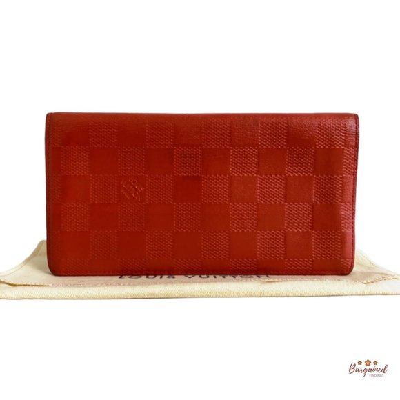 Authentic Louis Vuitton Red Damier Infini Leather Brazza Bifold Wallet - Picture 1 of 12